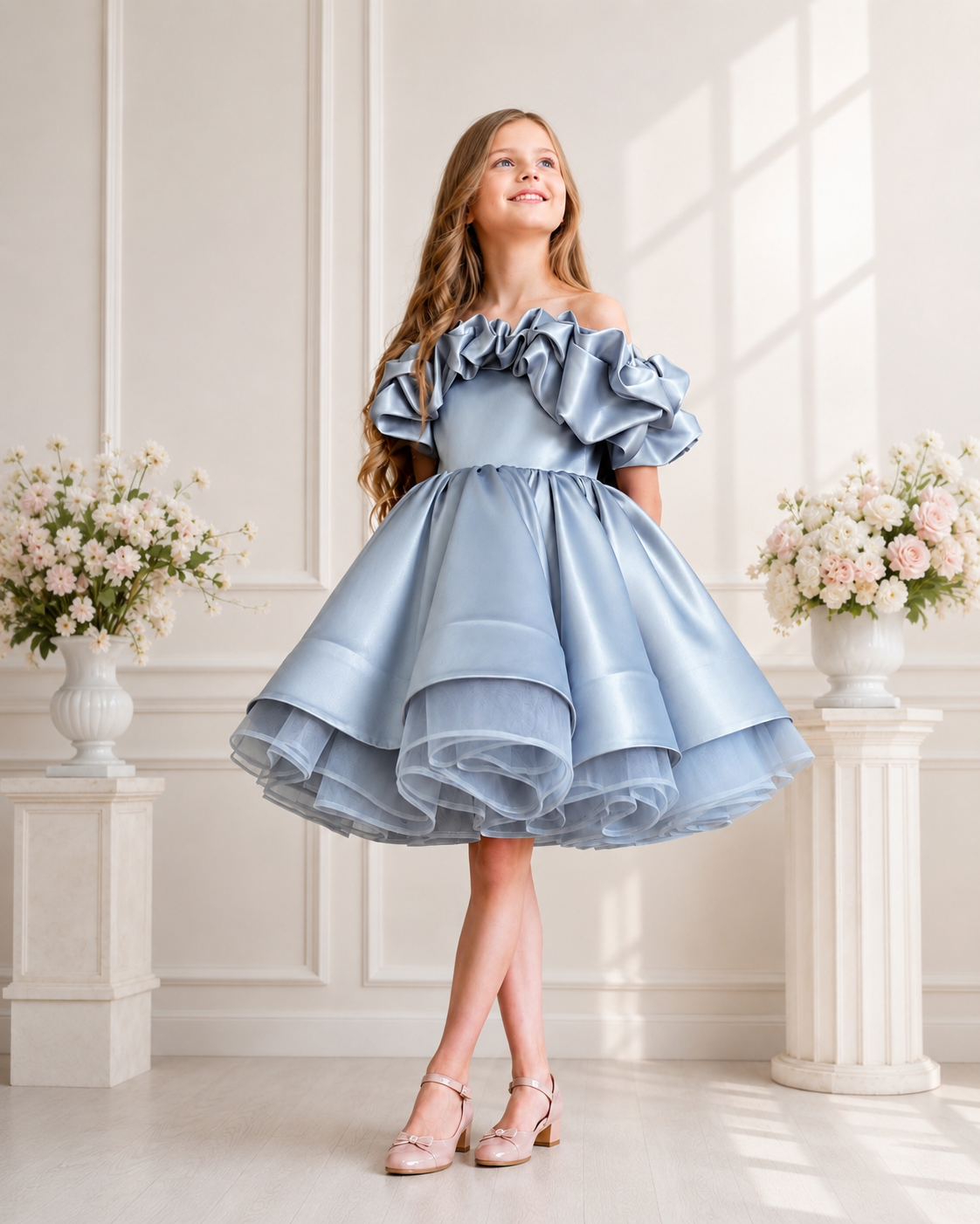Amelia Dress| White Satin Flower Girl Dress