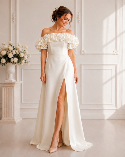 Isabella Off-Shoulder Satin Gown