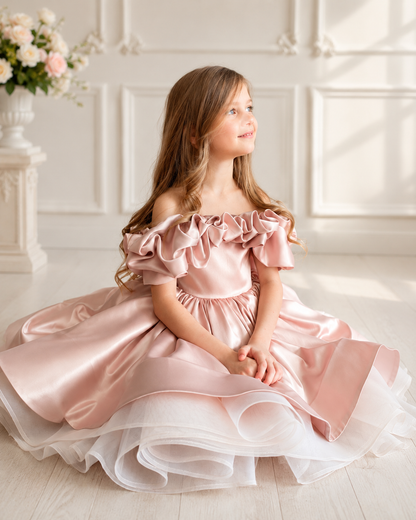 Amelia Dress| White Satin Flower Girl Dress